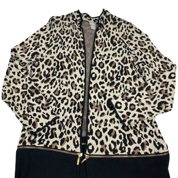 Chico's Convertible Leopard-Print Cardigan size Large - Picture 4 of 10